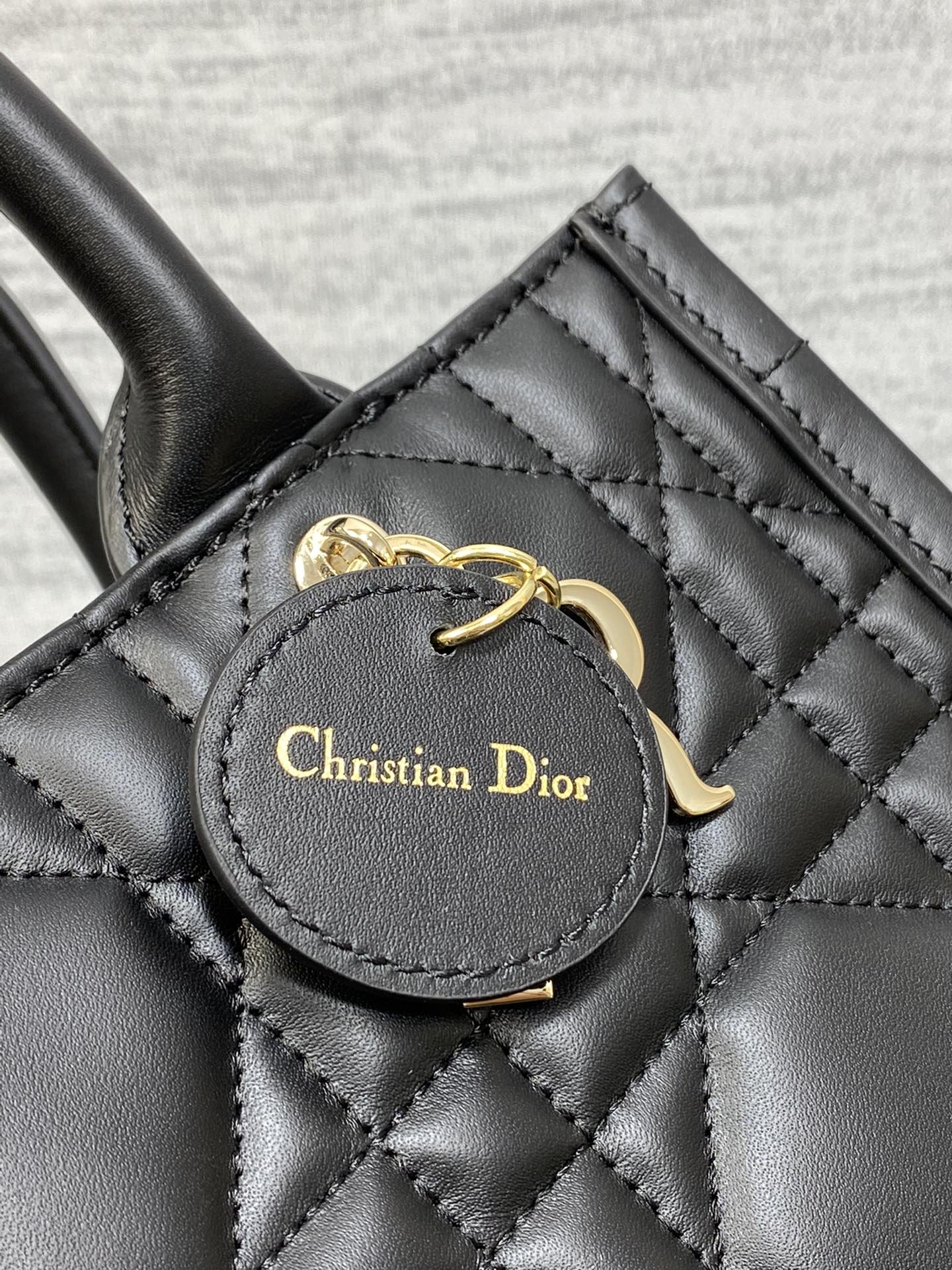 Small Dior Book Tote Bag Black Macrocannage Calfskin 